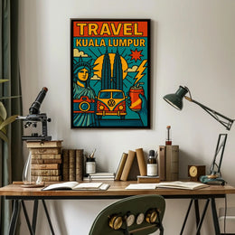 Kuala Lumpur Adventure Retro Travel Poster