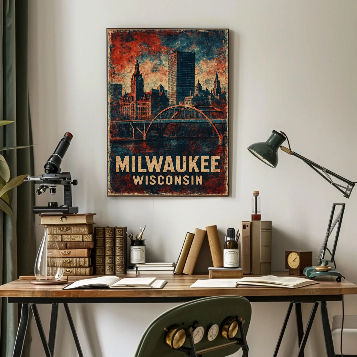 Milwaukee Vintage Architecture Skyline Collectors Poster
