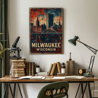Milwaukee Vintage Architecture Skyline Collectors Poster
