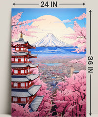 Cherry Blossoms And Pagoda Poster
