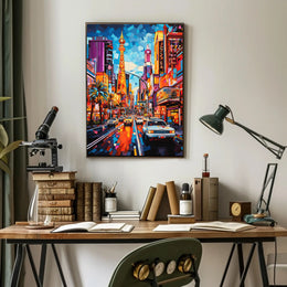 Vibrant Cityscape Mosaic with Eiffel Tower Artistic Poster
