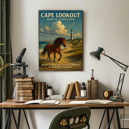 Cape Lookout Coastal Vintage Beach Lovers Poster