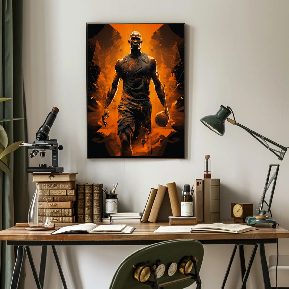 Basketball Athlete in Fiery Abstract Action Poster