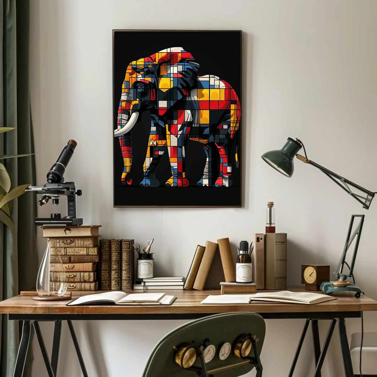 Colorful Geometric Elephant Poster