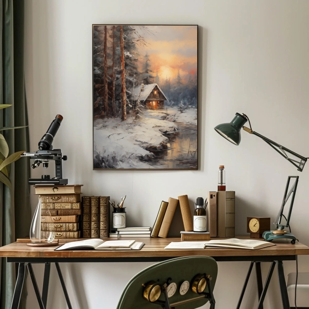 Winter Cabin Retreat Poster