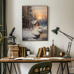 Winter Cabin Retreat Poster