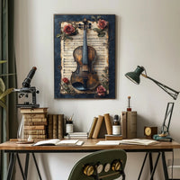 Vintage Violin And Roses Vintage Poster