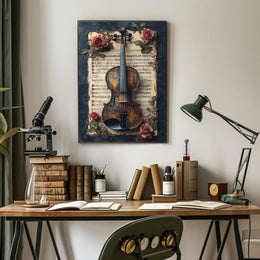 Vintage Violin And Roses Vintage Poster