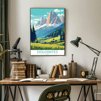 Dolomite Peaks Italy: Vintage Travel Art Poster