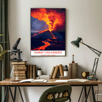 Erupting Volcano Art: Hawai'i National Park Poster