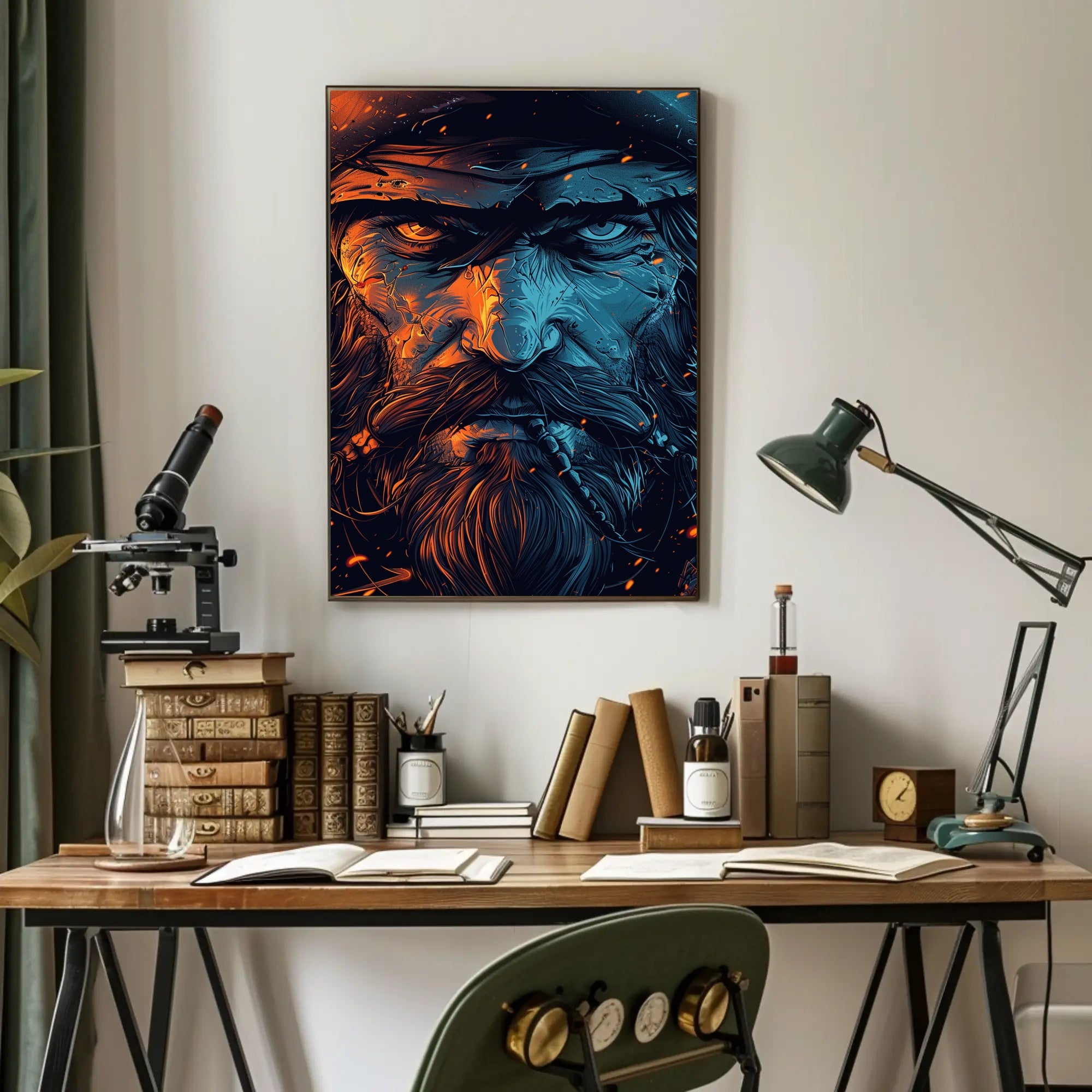 Rugged Duality: Fiery Orange and Cool Blue Poster PosterGoat