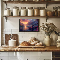 Romantic Sunset Lake Scene: Love in Bloom Poster