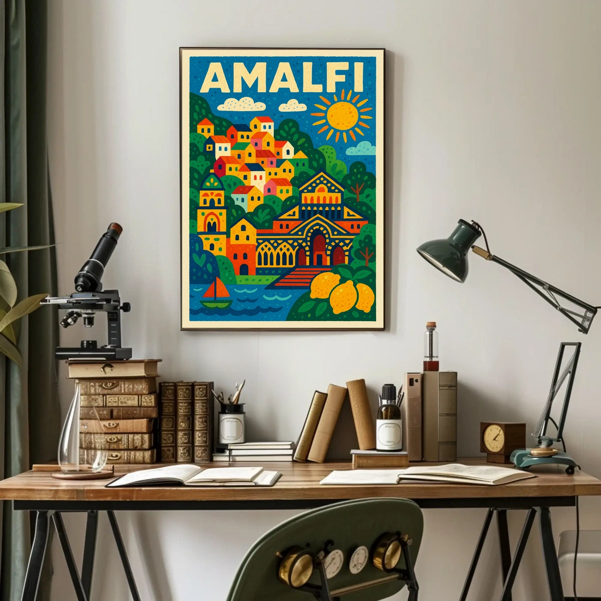 Amalfi Coast Illustration Poster