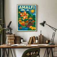 Amalfi Coast Illustration Poster