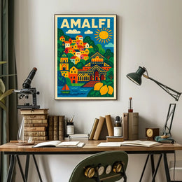 Amalfi Coast Illustration Poster