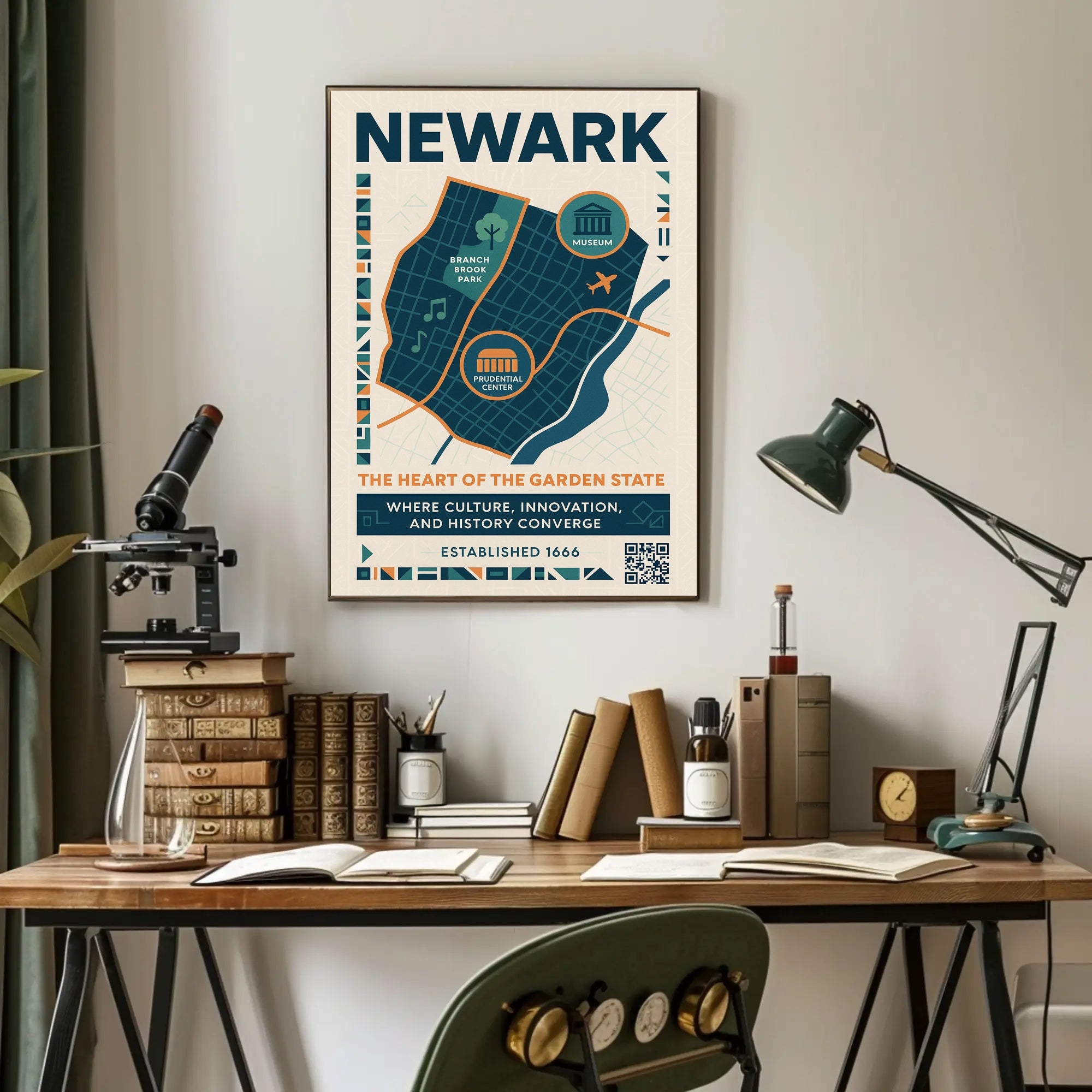 Newark Vibrant Urban Cityscape Modern Infographic Travel Poster PosterGoat