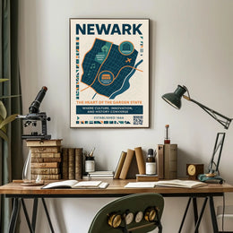 Newark Vibrant Urban Cityscape Modern Infographic Travel Poster PosterGoat