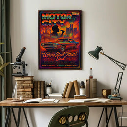 Motor City – Where Steel Meets Soul Poster PosterGoat