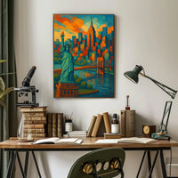 New York City Poster Abstract Vibrant Skyline Wall Art
