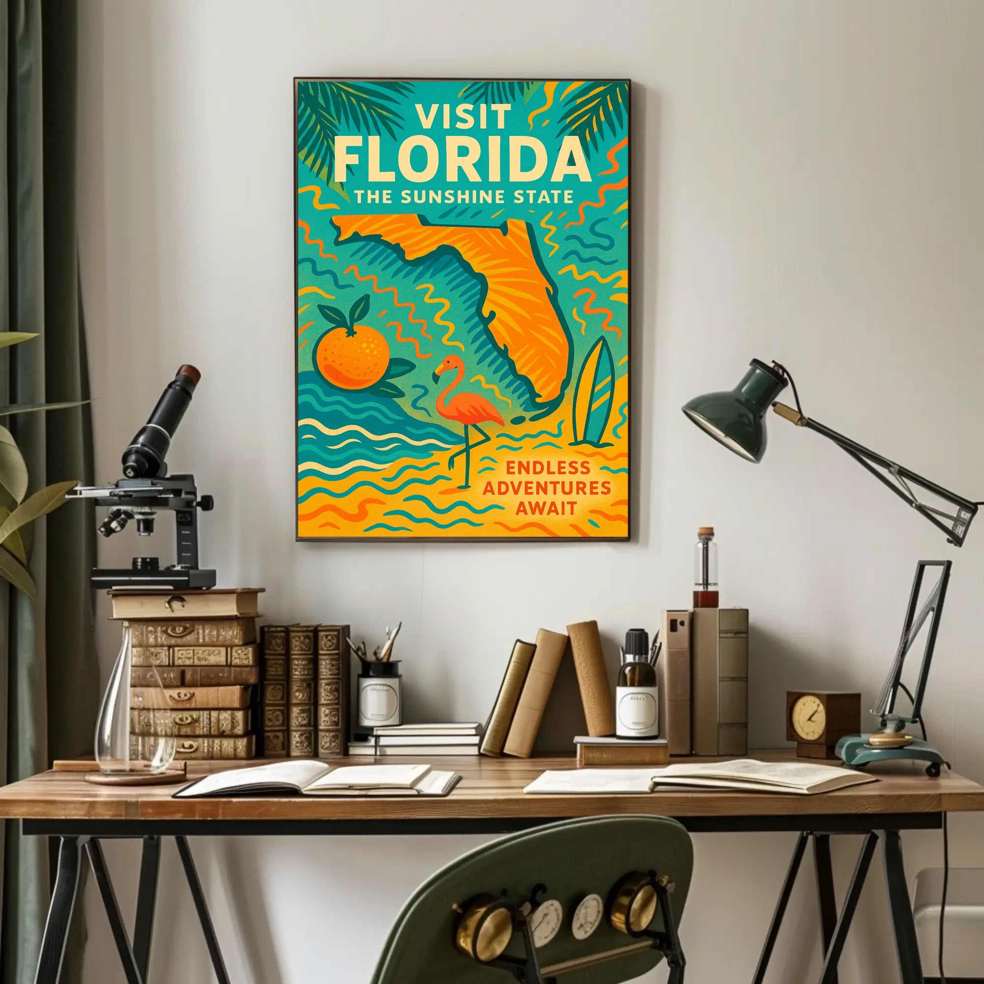 Florida Travel Poster Vintage Sunshine State Print