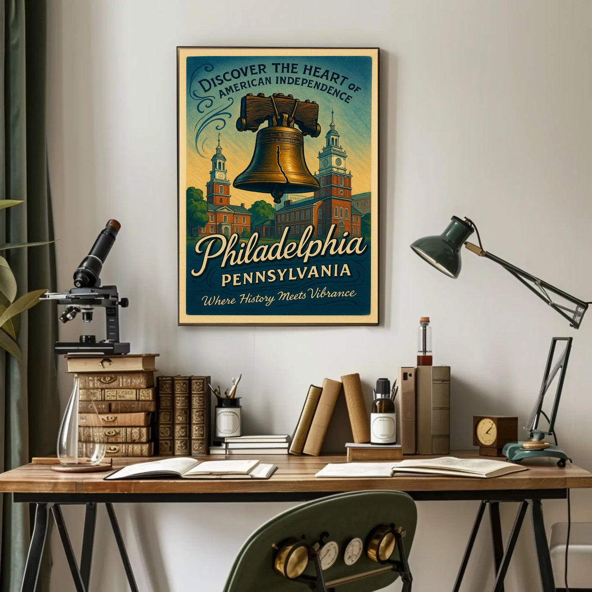 Philadelphia Independence Vintage Poster: Liberty Bell Art
