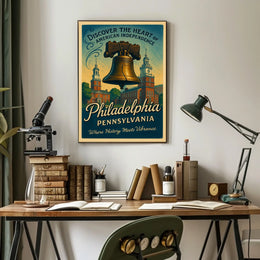 Philadelphia Independence Vintage Poster: Liberty Bell Art