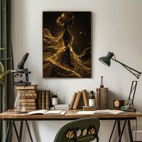 Ethereal Silhouette: Golden Gossamer Woman Art Poster