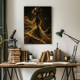 Ethereal Silhouette: Golden Gossamer Woman Art Poster