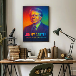 Jimmy Carter 39th President of the United States Neon Gradient Overlay Poster