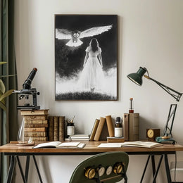 Misty Field Encounter Mysterious Surreal Ethereal Poster