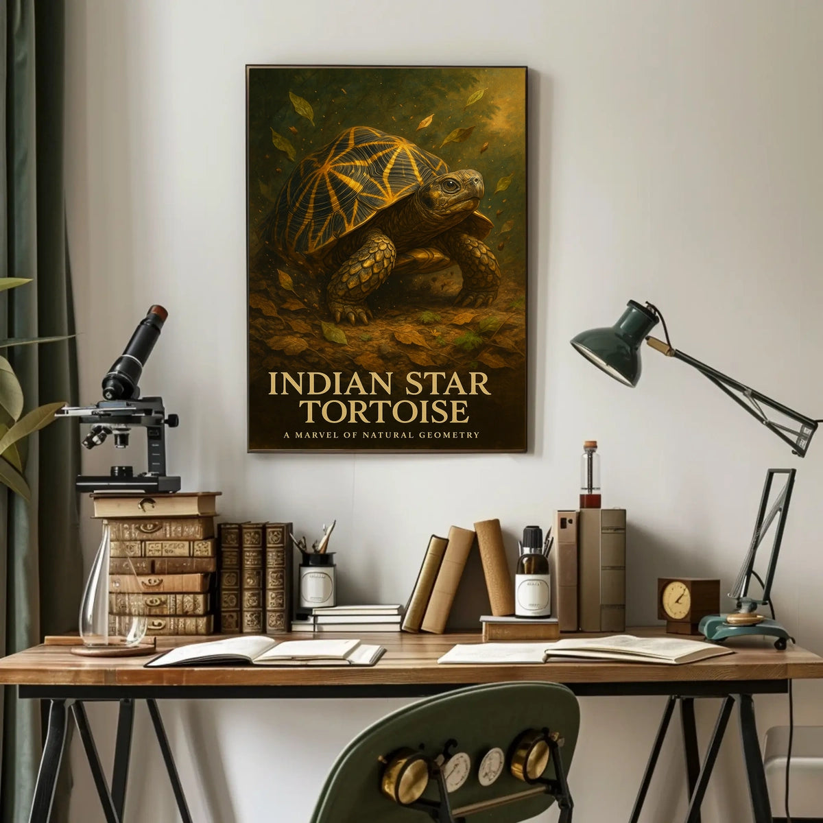 Indian Star Tortoise A Marvel of Natural Geometry Poster