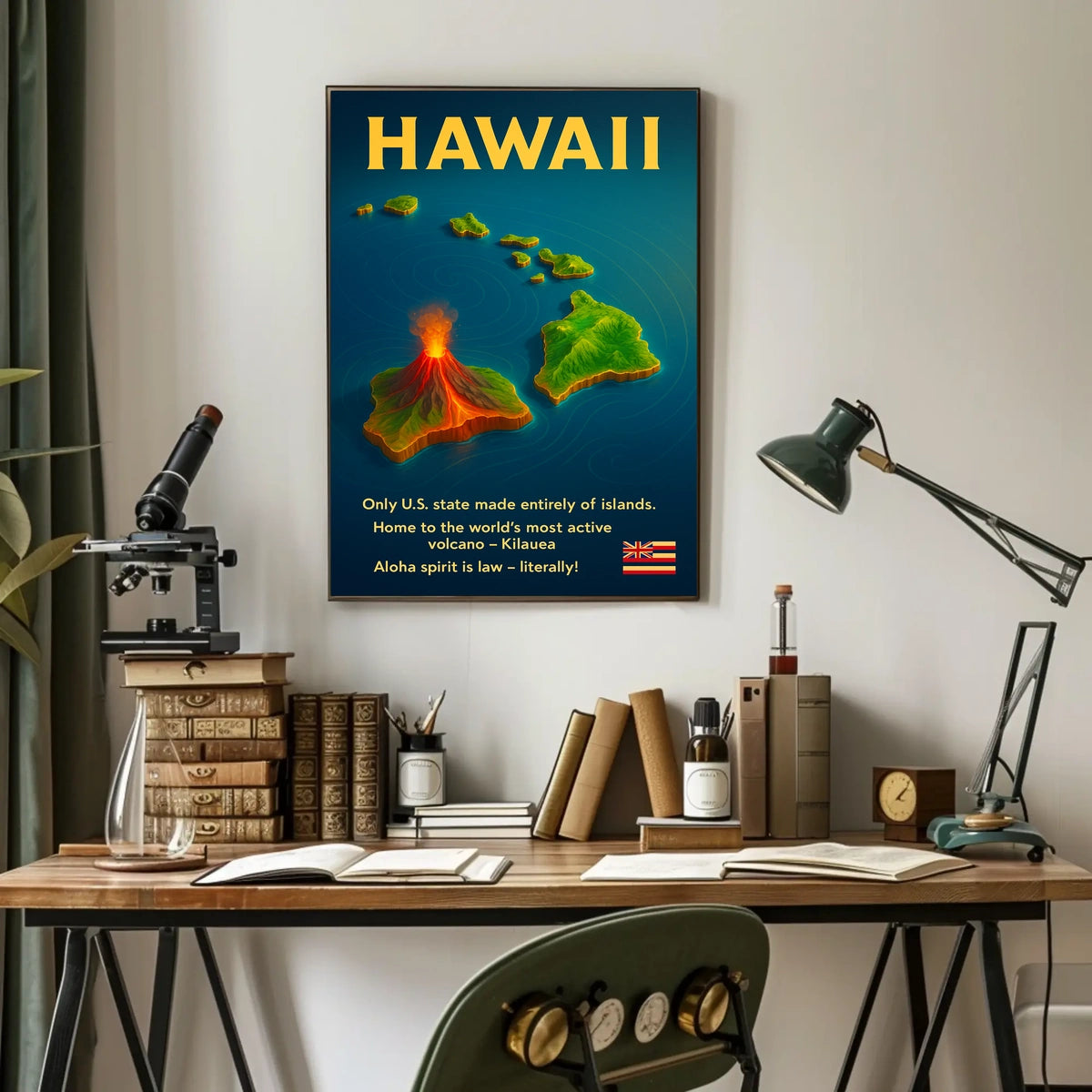 Hawaii Islands Volcano Infographic Poster: Vibrant & Educational