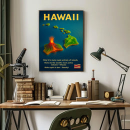 Hawaii Islands Volcano Infographic Poster: Vibrant & Educational