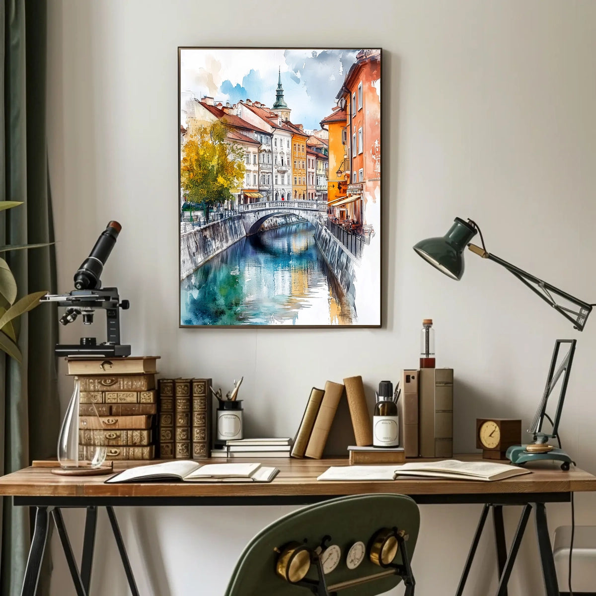 Ljubljana Old Town Street Scene Slovenia City View Poster