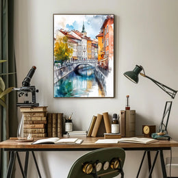 Ljubljana Old Town Street Scene Slovenia City View Poster