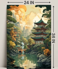 Tranquil Pagoda Landscape Poster
