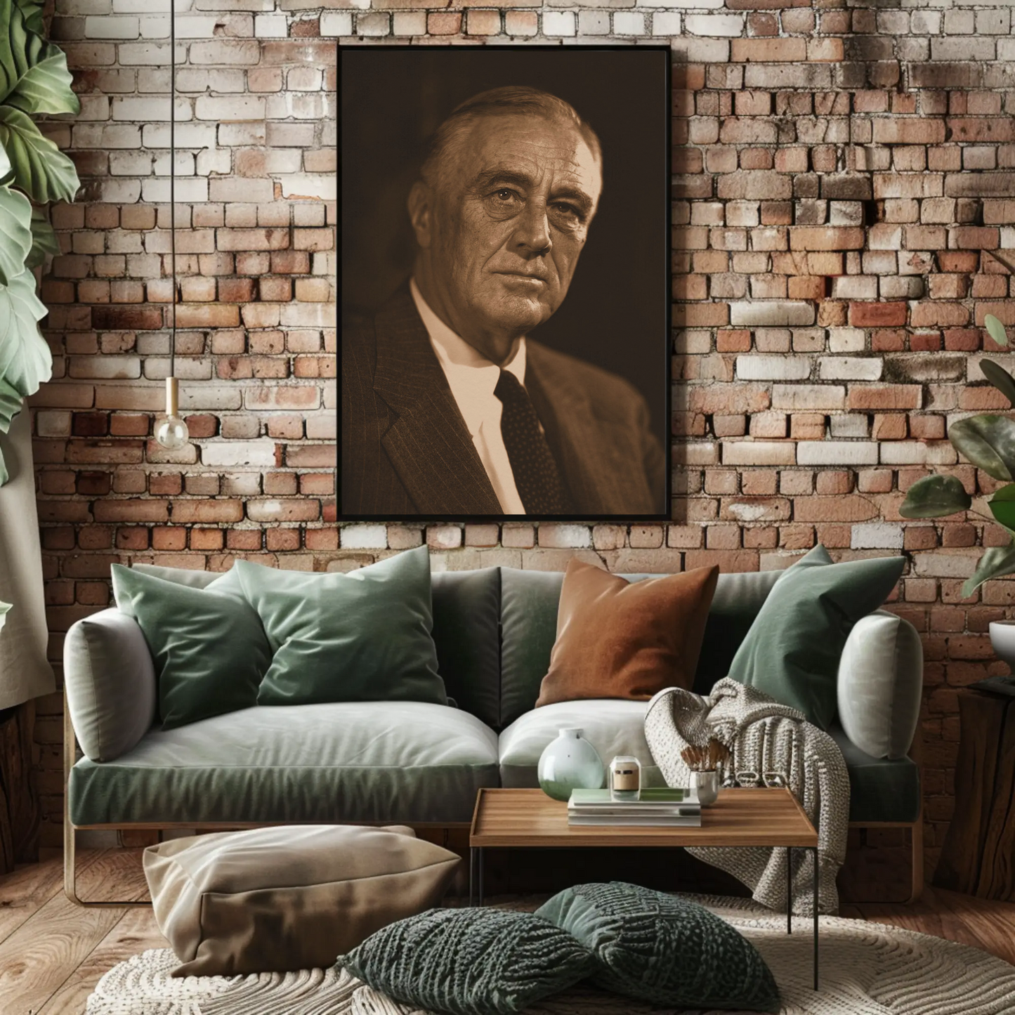 Franklin Roosevelt 32nd President Sepia Photo