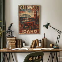 Caldwell Idaho Vintage Travel Wanderlust Poster