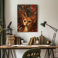 Whimsical Cat Antler Enchantment Fantasy or Mythology Poster