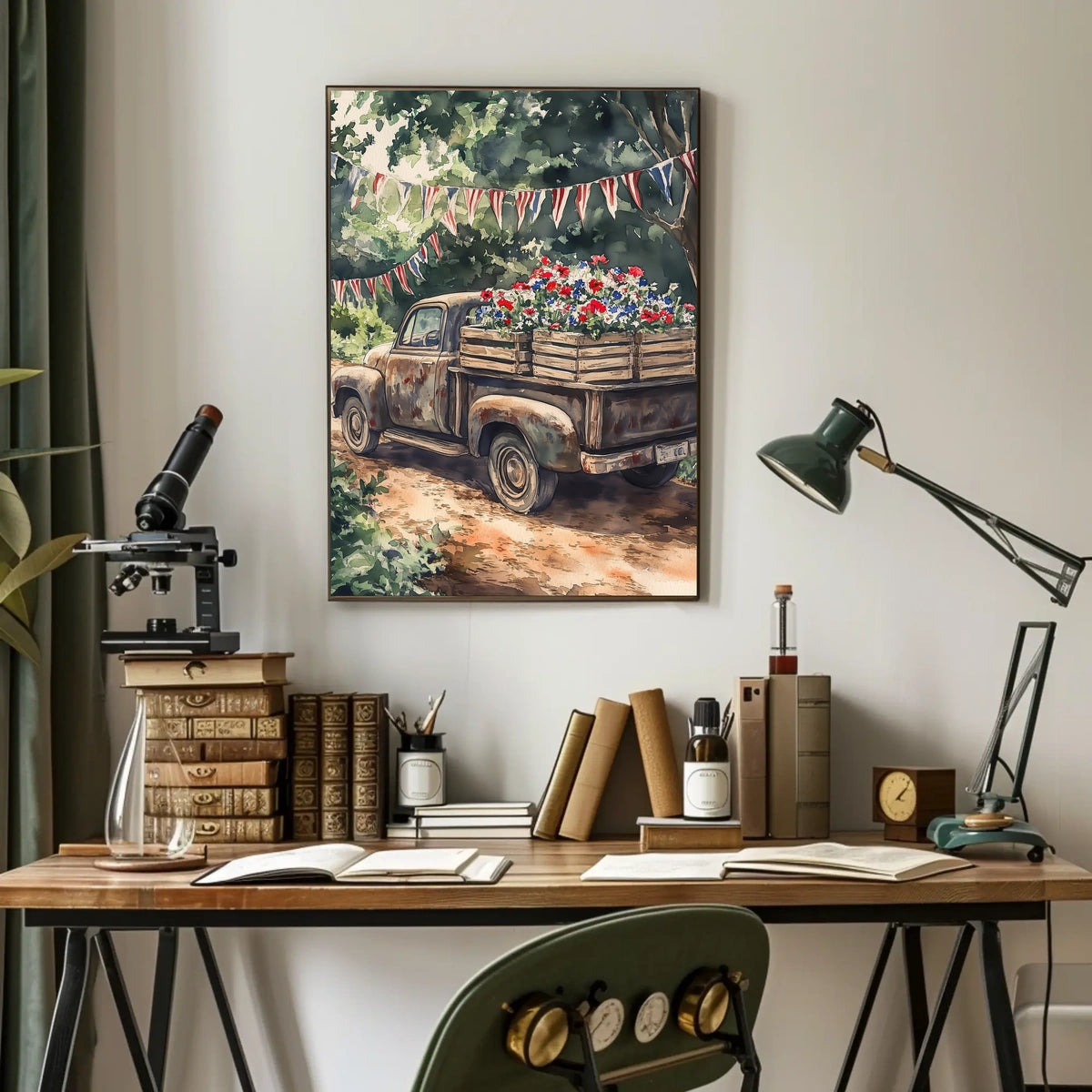 Vintage Weathered Pickup Truck Wall Art Decor Poster