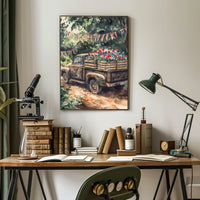 Vintage Weathered Pickup Truck Wall Art Decor Poster