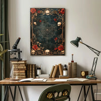 Gothic Skull and Spider Web Artistic Poster