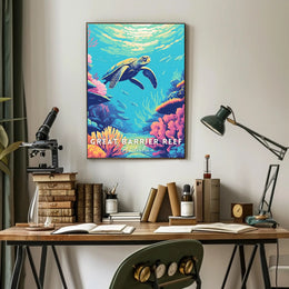 Underwater Sea Turtle: Vibrant Animal Poster