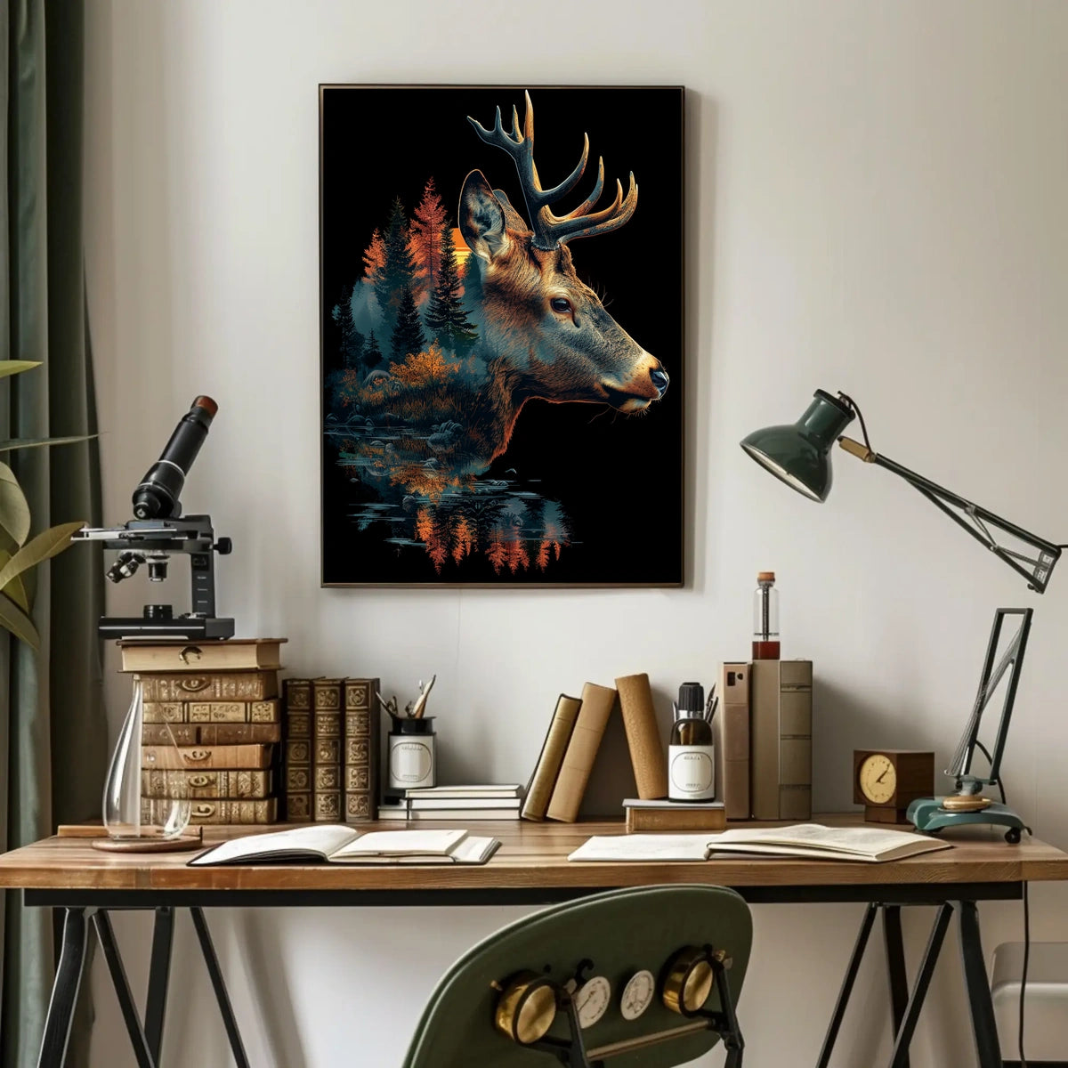 Deer and Nature Surreal Art Poster Decor