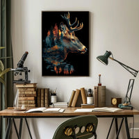 Deer and Nature Surreal Art Poster Decor