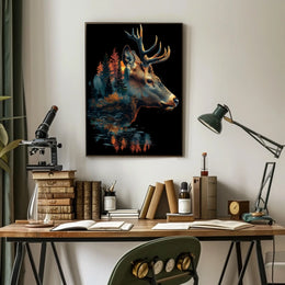 Deer and Nature Surreal Art Poster Decor