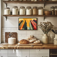 Urban Skyline Pop Art Poster: Vibrant Cityscape