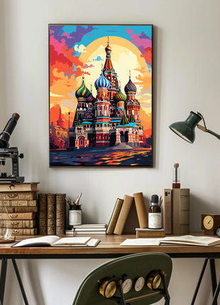 Vibrant Russian Landmark Illustration Cultural or Heritage Poster