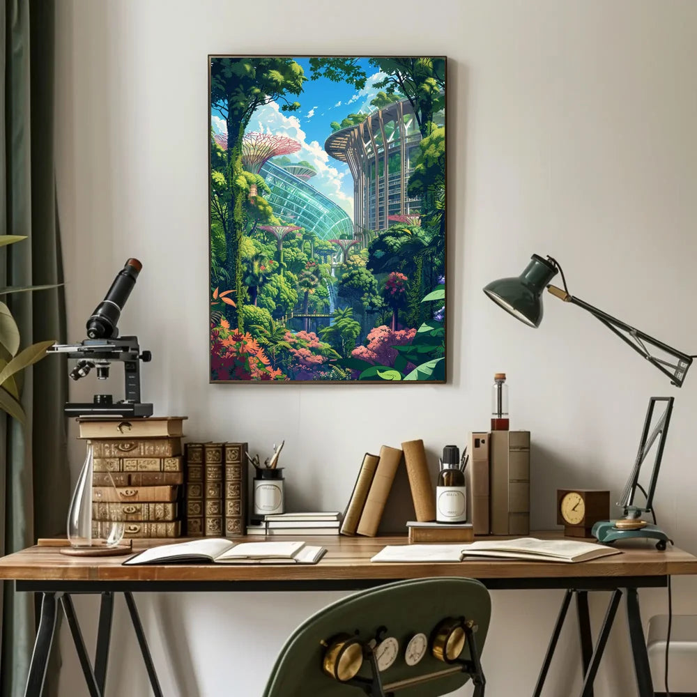 Futuristic Garden Cityscape Poster: Nature Meets Innovation