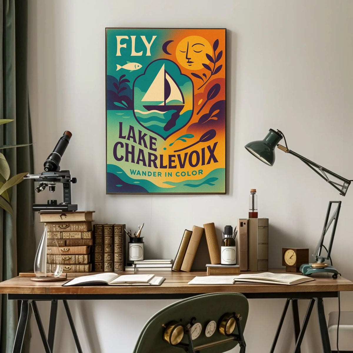 Lake Charlevoix Vibrant Adventure Destination Travel Poster